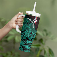 Wallis And Futuna Tumbler With Handle Tribal Polynesian Tattoo Heritage Cross Flag