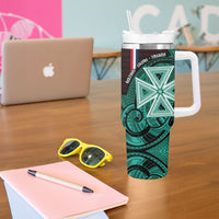 Wallis And Futuna Tumbler With Handle Tribal Polynesian Tattoo Heritage Cross Flag