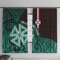 Wallis And Futuna Window Curtain Tribal Polynesian Tattoo Heritage Cross Flag