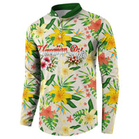 Hawaiian Piko Threads Of Paradise Aloha Button Sweatshirt Tropical Hibiscus Plumeria