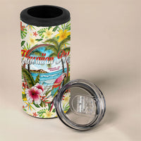 Hawaiian Piko Threads Of Paradise Aloha 4 in 1 Can Cooler Tumbler Tropical Hibiscus Plumeria