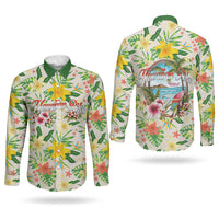 Hawaiian Piko Threads Of Paradise Aloha Couples Matching Long Sleeve Bodycon Dress and Long Sleeve Button Shirt Tropical Hibiscus Plumeria