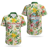 Hawaiian Piko Threads Of Paradise Aloha Couples Matching Off Shoulder Short Dress and Hawaiian Shirt Tropical Hibiscus Plumeria