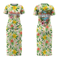 Hawaiian Piko Threads Of Paradise Aloha Couples Matching Short Sleeve Bodycon Dress and Hawaiian Shirt Tropical Hibiscus Plumeria