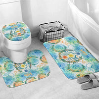 Hawaiian Piko Cultural Pride Aloha Bathroom Set Watercolor Spiral Art - Tropical Plumeria Lei Garland