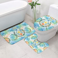 Hawaiian Piko Cultural Pride Aloha Bathroom Set Watercolor Spiral Art - Tropical Plumeria Lei Garland