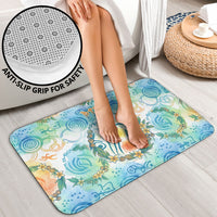 Hawaiian Piko Cultural Pride Aloha Bathroom Set Watercolor Spiral Art - Tropical Plumeria Lei Garland
