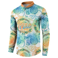 Hawaiian Piko Cultural Pride Aloha Button Sweatshirt Watercolor Spiral Art - Tropical Plumeria Lei Garland