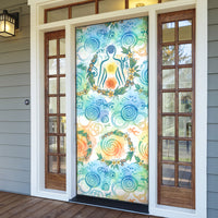 Hawaiian Piko Cultural Pride Aloha Door Cover Watercolor Spiral Art - Tropical Plumeria Lei Garland