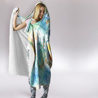 Hawaiian Piko Cultural Pride Aloha Hooded Blanket Watercolor Spiral Art - Tropical Plumeria Lei Garland