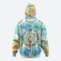Hawaiian Piko Cultural Pride Aloha Hoodie Watercolor Spiral Art - Tropical Plumeria Lei Garland
