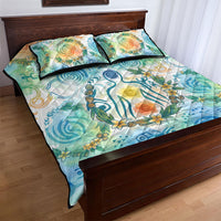 Hawaiian Piko Cultural Pride Aloha Quilt Bed Set Watercolor Spiral Art - Tropical Plumeria Lei Garland