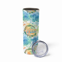 Hawaiian Piko Cultural Pride Aloha Skinny Tumbler Watercolor Spiral Art - Tropical Plumeria Lei Garland