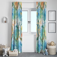 Hawaiian Piko Cultural Pride Aloha Window Curtain Watercolor Spiral Art - Tropical Plumeria Lei Garland
