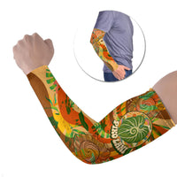 Hawaiian Piko Lani Cultivate I Ka Piko Aloha Arm Sleeves Retro Psychedelic Taro Leaf - Hibiscus Flowers