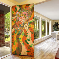 Hawaiian Piko Lani Cultivate I Ka Piko Aloha Door Cover Retro Psychedelic Taro Leaf - Hibiscus Flowers
