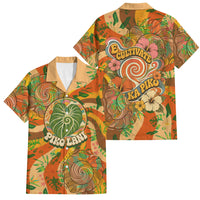 Hawaiian Piko Lani Cultivate I Ka Piko Aloha Family Matching Long Sleeve Bodycon Dress and Hawaiian Shirt Retro Psychedelic Taro Leaf - Hibiscus Flowers