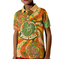 Hawaiian Piko Lani Cultivate I Ka Piko Aloha Kid Polo Shirt Retro Psychedelic Taro Leaf - Hibiscus Flowers