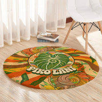 Hawaiian Piko Lani Cultivate I Ka Piko Aloha Round Carpet Retro Psychedelic Taro Leaf - Hibiscus Flowers