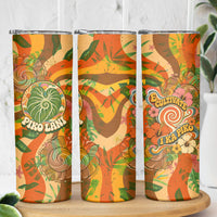 Hawaiian Piko Lani Cultivate I Ka Piko Aloha Skinny Tumbler Retro Psychedelic Taro Leaf - Hibiscus Flowers