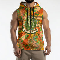 Hawaiian Piko Lani Cultivate I Ka Piko Aloha Sleeveless Zip Hoodie Retro Psychedelic Taro Leaf - Hibiscus Flowers