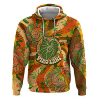 Hawaiian Piko Lani Cultivate I Ka Piko Aloha Zip Hoodie Retro Psychedelic Taro Leaf - Hibiscus Flowers