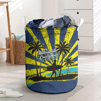 Waimanalo Oahu Hawaii Surfing Laundry Basket Tropical Beach Retro Sunburst Surfboard