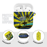 Waimanalo Oahu Hawaii Surfing AirPods Case Tropical Beach Retro Sunburst Surfboard