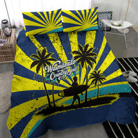 Waimanalo Oahu Hawaii Surfing Bedding Set Tropical Beach Retro Sunburst Surfboard