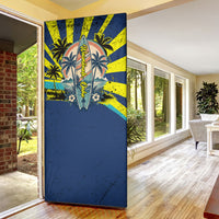 Waimanalo Oahu Hawaii Surfing Door Cover Tropical Beach Retro Sunburst Surfboard