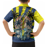 Waimanalo Oahu Hawaii Surfing Hawaiian Shirt Tropical Beach Retro Sunburst Surfboard
