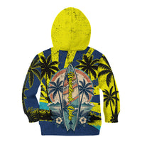 Waimanalo Oahu Hawaii Surfing Kid Hoodie Tropical Beach Retro Sunburst Surfboard