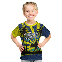 Waimanalo Oahu Hawaii Surfing Kid T Shirt Tropical Beach Retro Sunburst Surfboard