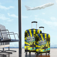 Waimanalo Oahu Hawaii Surfing Luggage Cover Tropical Beach Retro Sunburst Surfboard