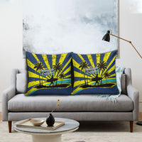 Waimanalo Oahu Hawaii Surfing Pillow Cover Tropical Beach Retro Sunburst Surfboard