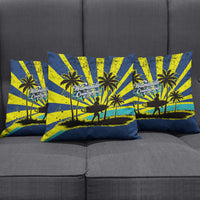 Waimanalo Oahu Hawaii Surfing Pillow Cover Tropical Beach Retro Sunburst Surfboard