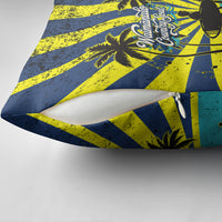 Waimanalo Oahu Hawaii Surfing Pillow Cover Tropical Beach Retro Sunburst Surfboard