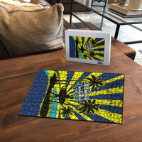 Waimanalo Oahu Hawaii Surfing Puzzle Tropical Beach Retro Sunburst Surfboard