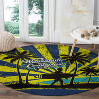 Waimanalo Oahu Hawaii Surfing Round Carpet Tropical Beach Retro Sunburst Surfboard