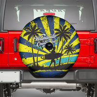 Waimanalo Oahu Hawaii Surfing Spare Tire Cover Tropical Beach Retro Sunburst Surfboard