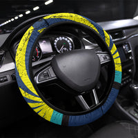 Waimanalo Oahu Hawaii Surfing Steering Wheel Cover Tropical Beach Retro Sunburst Surfboard