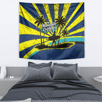 Waimanalo Oahu Hawaii Surfing Tapestry Tropical Beach Retro Sunburst Surfboard