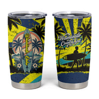 Waimanalo Oahu Hawaii Surfing Tumbler Cup Tropical Beach Retro Sunburst Surfboard