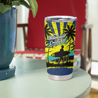 Waimanalo Oahu Hawaii Surfing Tumbler Cup Tropical Beach Retro Sunburst Surfboard