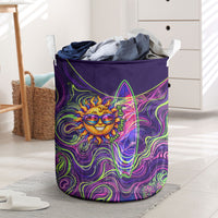 Waimanalo Hawaii Sun Rabbit Laundry Basket Psychedelic Trippy Neon Swirl Graphic