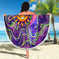 Waimanalo Hawaii Sun Rabbit Beach Blanket Psychedelic Trippy Neon Swirl Graphic