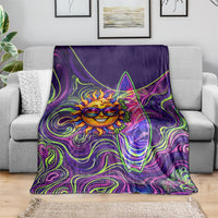 Waimanalo Hawaii Sun Rabbit Blanket Psychedelic Trippy Neon Swirl Graphic