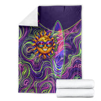 Waimanalo Hawaii Sun Rabbit Blanket Psychedelic Trippy Neon Swirl Graphic