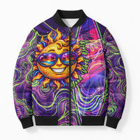 Waimanalo Hawaii Sun Rabbit Bomber Puffer Jacket Psychedelic Trippy Neon Swirl Graphic