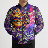 Waimanalo Hawaii Sun Rabbit Bomber Puffer Jacket Psychedelic Trippy Neon Swirl Graphic